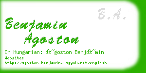 benjamin agoston business card